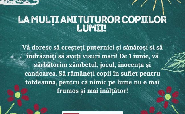 Senatorul Ovidiu Puiu: "La mulți ani tuturor copiilor lumii"