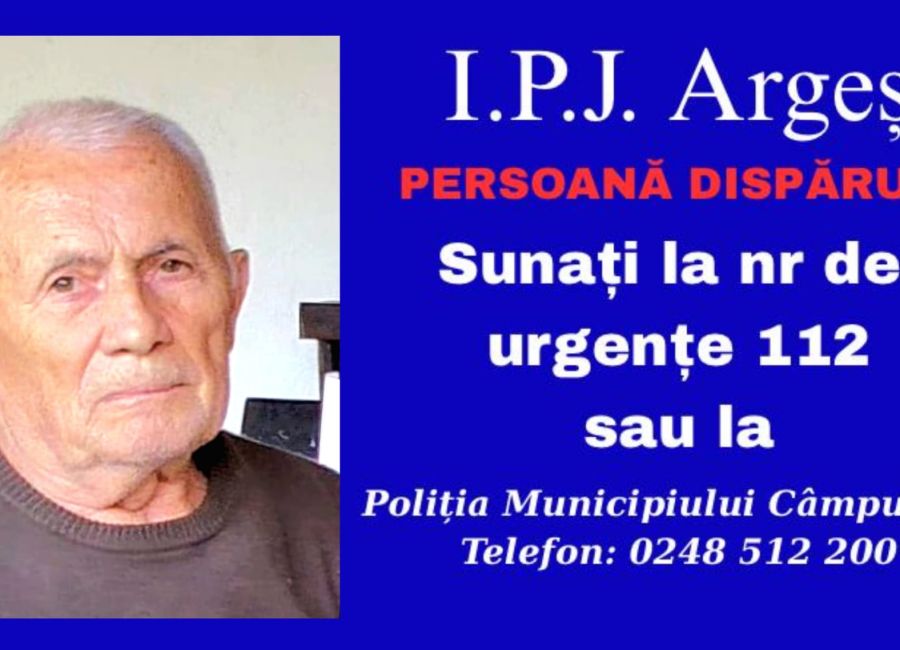 ALERTĂ în Argeș! Bătrân de 88 de ani, DISPĂRUT