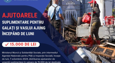 Ajutoarele suplimentare pentru Galați și Vaslui ajung începând de luni, 7 octombrie