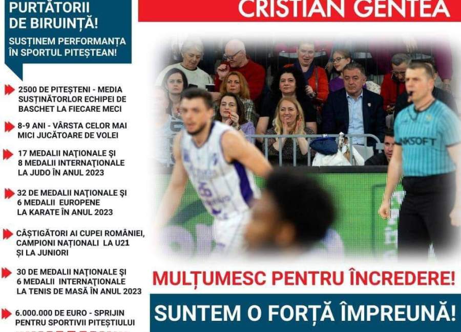 Primarul Cristian Gentea, sprijin total pentru sportul piteștean
