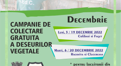 Programul de colectare a deșeurilor vegetale pentru luna DECEMBRIE