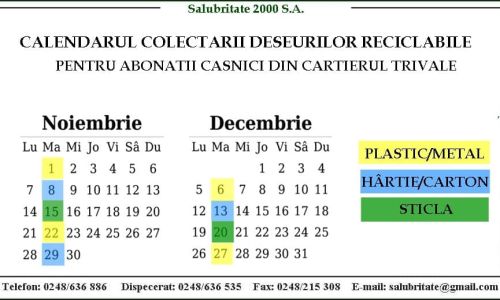 Mâine, Salubritate 2000 S.A. colectează deșeurile din HÂRTIE/CARTON, de la abonații casnici din cartierul Trivale!