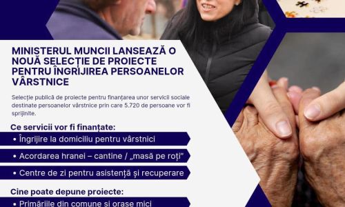 Ministerul Muncii, proiecte pentru îngrijirea persoanelor vârstnice!