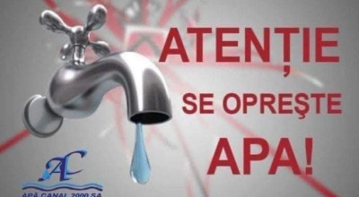 Se oprește furnizarea apei potabile în mai multe zone din Ștefănești!