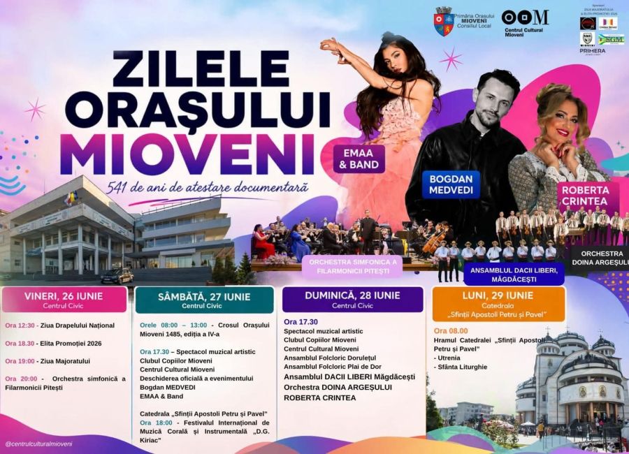 Artiști de RENUME la Zilele Orașului Mioveni!