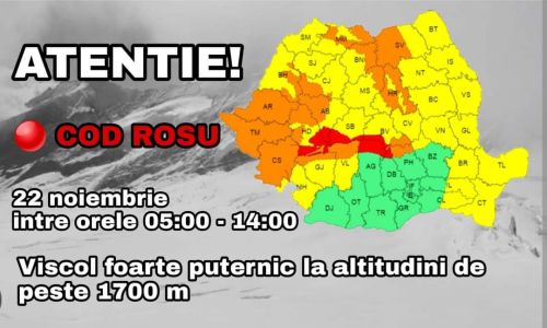 ALERTĂ meteo în Argeș! A fost emis COD ROȘU