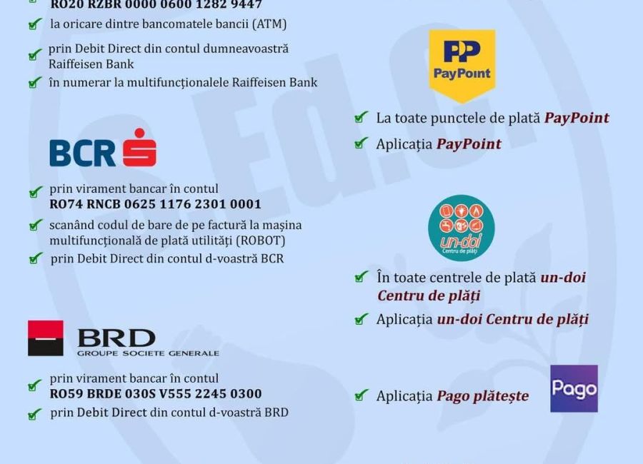 Servicii Edilitare pentru Comunitate Mioveni, metode simple pentru plata facturilor!