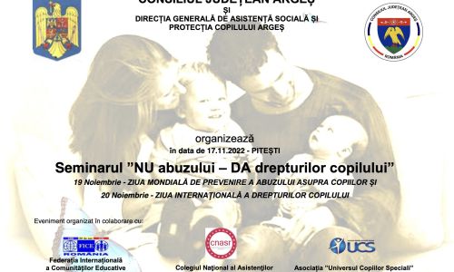 Mâine va avea loc seminarul cu tema 'NU abuzului – DA drepturilor copilului'