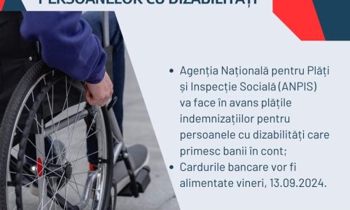 Plăți în avans în conturile persoanelor cu dizabilități