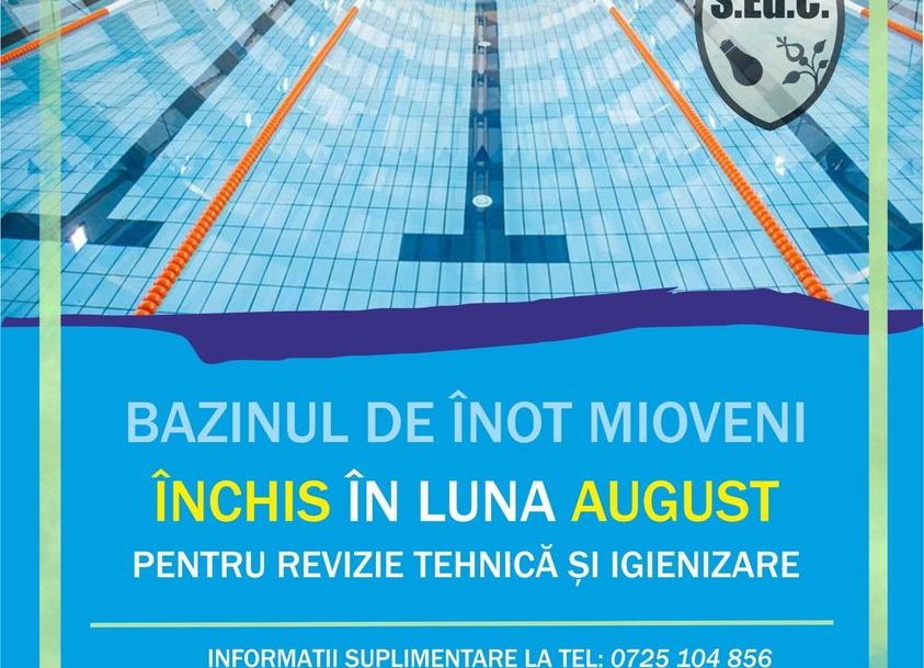 Bazinul de înot de la Mioveni va fi închis toată luna august!