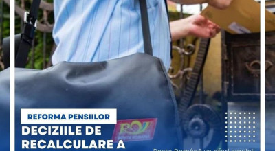 Deciziile de recalculare a pensiilor vor fi distribuite de Poşta Română