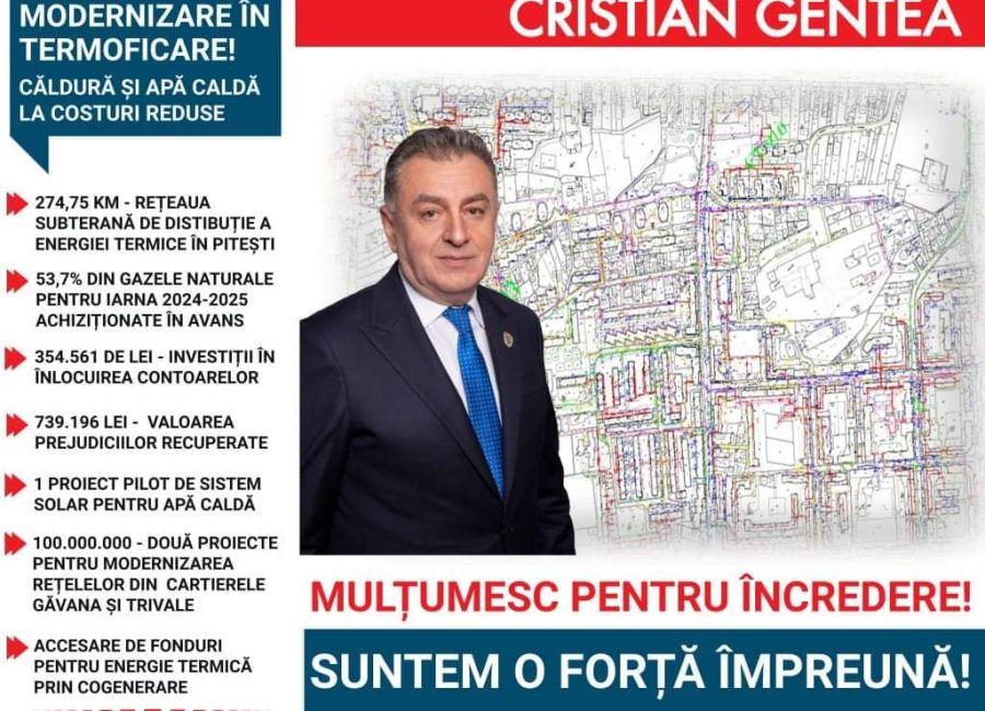 Primarul Cristian Gentea, investiții privind modernizarea rețelei de termoficare