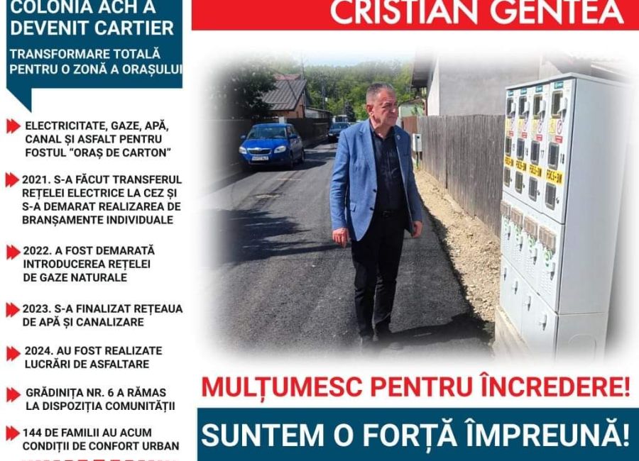 Cristian Gentea: "Colonia s-a transformat în cartierul ACH"