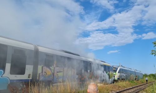 Un tren a luat FOC în Gara Golești!