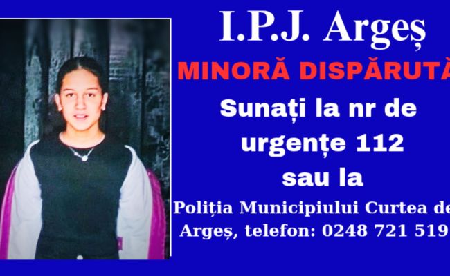 ALERTĂ în Argeș! O MINORĂ a dispărut de acasă
