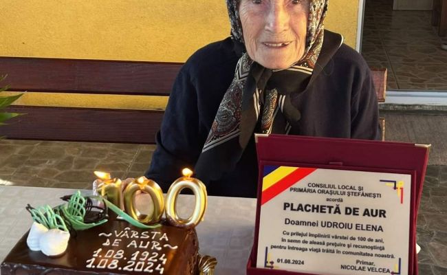 Momente speciale la Ștefănești! O bătrână a împlinit 100 de ani