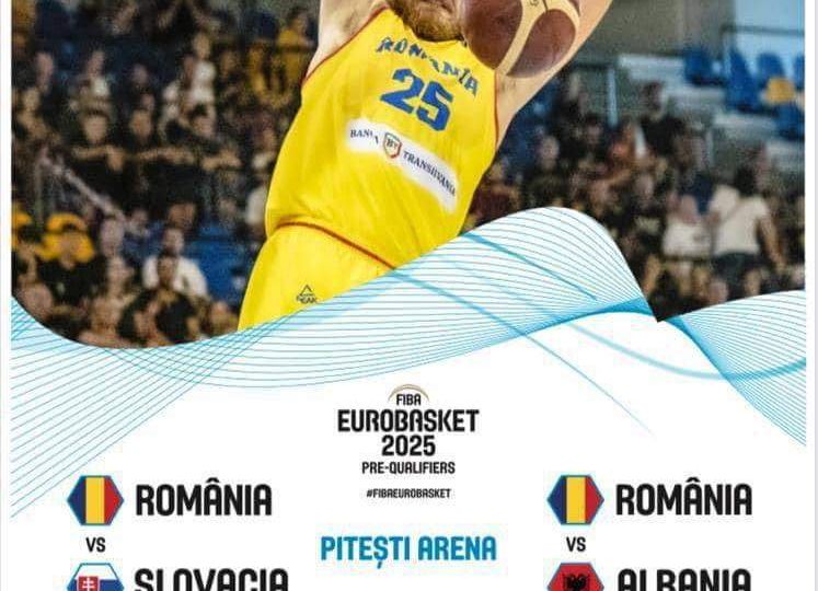 Naționala de baschet a României, două meciuri la Pitești Arena