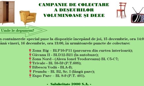 A patra campanie de colectare a deșeurilor voluminoase și DEEE, în Pitești