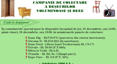 A patra campanie de colectare a deșeurilor voluminoase și DEEE, în Pitești