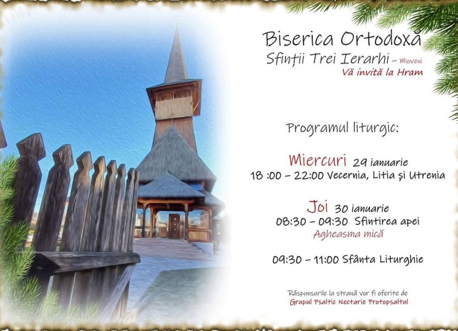 Biserica „Sfinții Trei Ierarhi” din Mioveni  își sărbătorește hramul