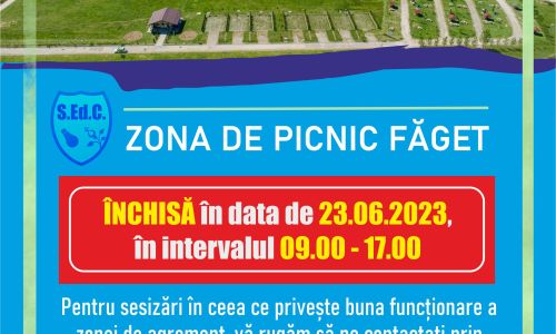 Zona de picnic Făget va fi închisă vineri
