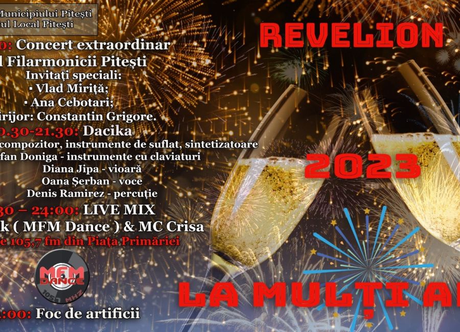 Revelion 2023, la Pitești – eveniment de înaltă ținută, în premieră, dedicat tuturor vârstelor!